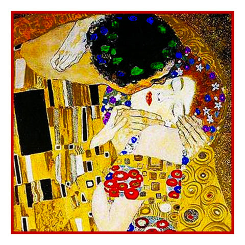 Art Nouveau Artist Gustav Klimt The Kiss detail Counted Cross Stitch Pattern