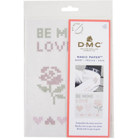 HEART-LOVE-DMC Magic Paper Pre-Printed Counted Cross Stitch  Needlework Design Great for a New Stitcher!