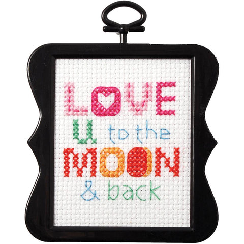 Love U To The Moon (14 Count) Beginning Minis Counted Cross Stitch Kit by Bucilla