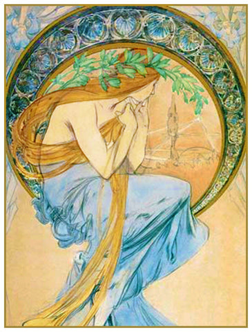 Sketch for The Arts Poetry  by Alphonse Mucha Counted Cross Stitch Pattern