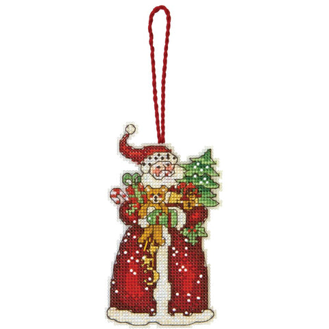 Pere Noel Santa Christmas Ornament Counted Cross Stitch Kit-3.75x2.25 14 Count Plastic Canvas