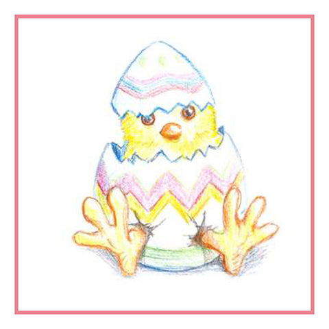 Contemporary Easter Baby Chicks Breaks out of Egg Counted Cross Stitch Pattern