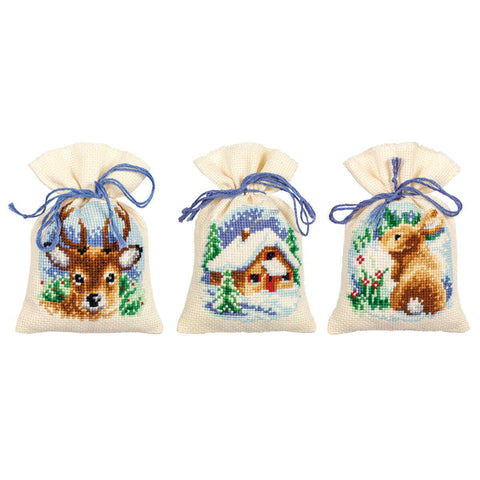 WINTERTIME by Vervaco 3 Sachet Bags Counted Cross Stitch Kit