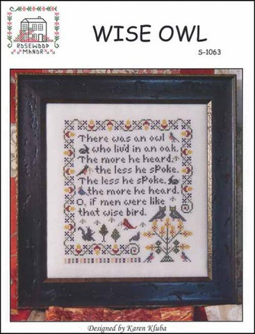 Wise Owl Sampler by Rosewood Manor Counted Cross Stitch Pattern